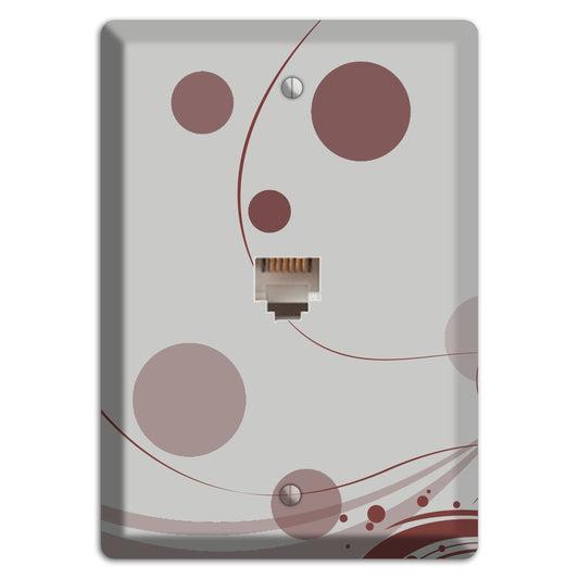 Grey with Maroon Dots and Swirls Phone Wallplate