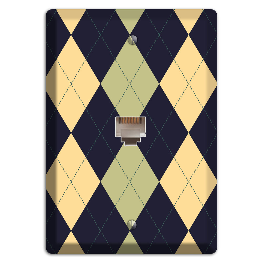 Yellow and Tan Argyle Phone Wallplate