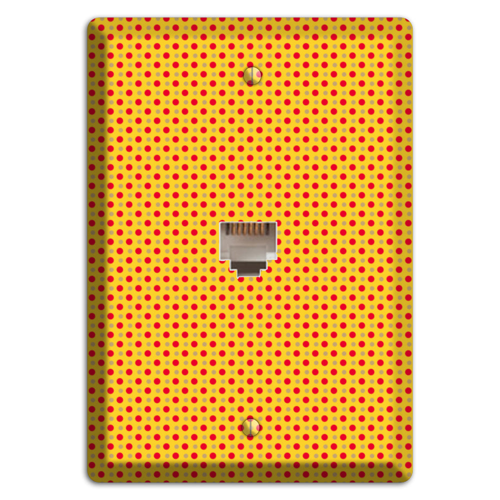 Orange with Maroon Tiny Polka Dots Phone Wallplate