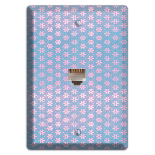 Periwinkle Grunge Floral Contour Phone Wallplate
