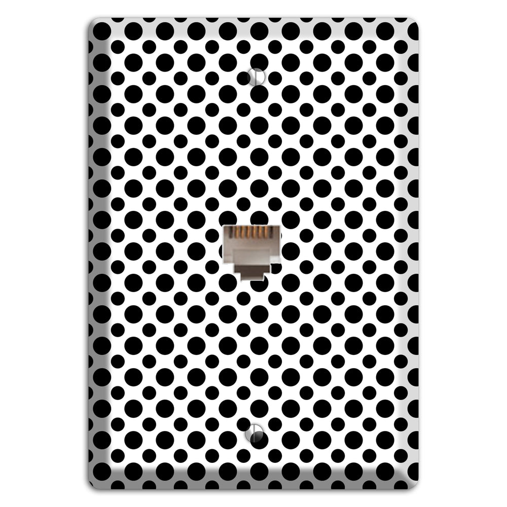 White with Black Multi Small Polka Dots Phone Wallplate