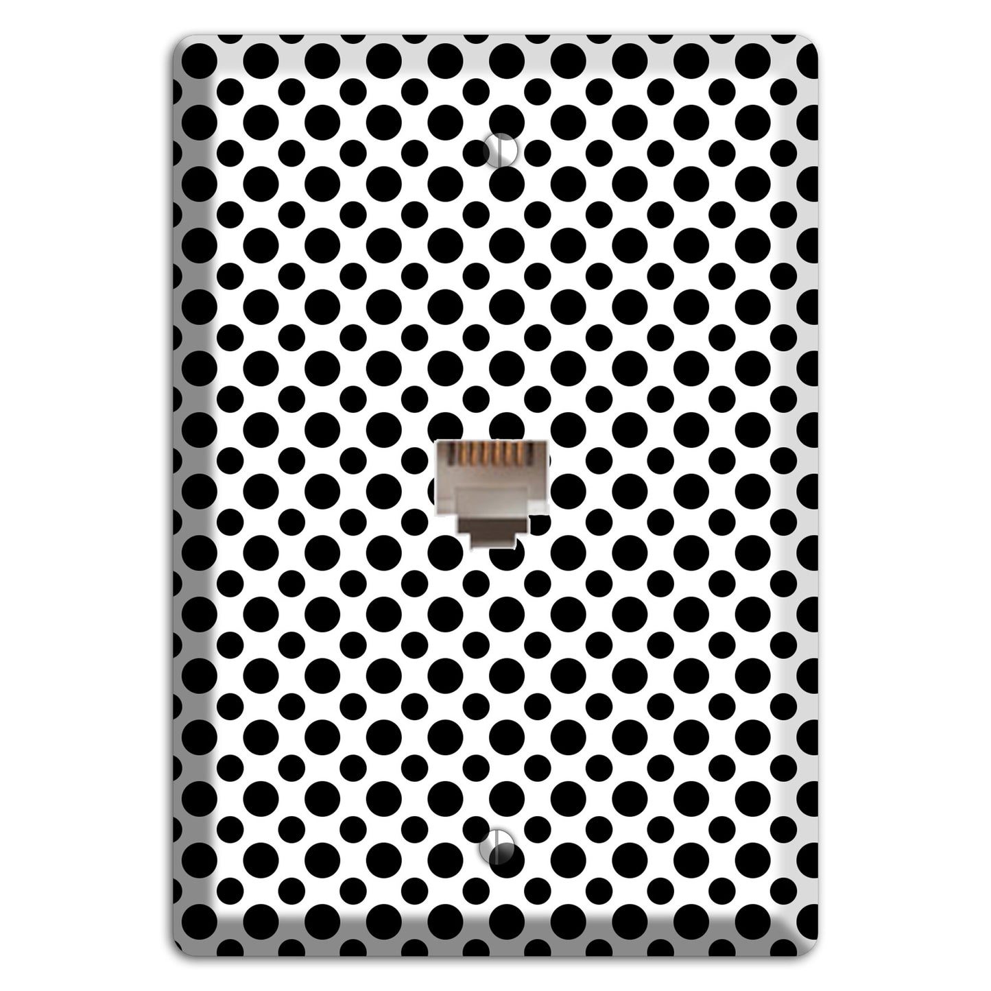 White with Black Multi Small Polka Dots Phone Wallplate