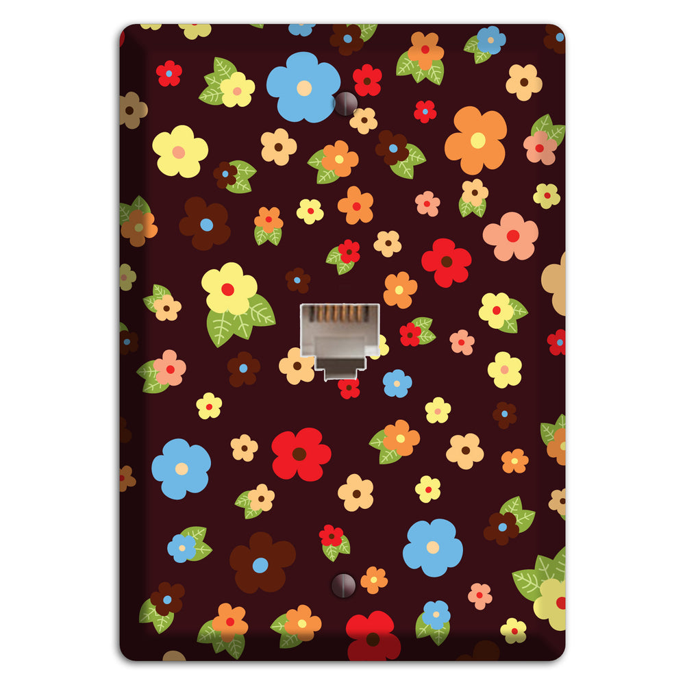 Brown Tiny Delicate Flowers Phone Wallplate