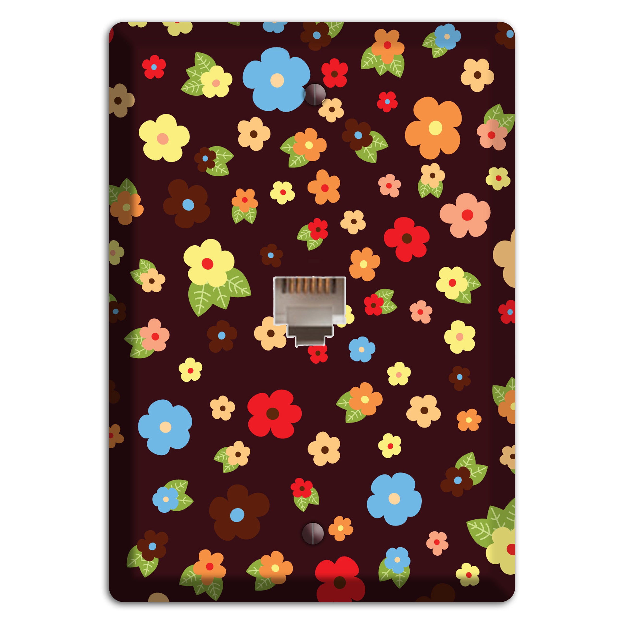 Brown Tiny Delicate Flowers Phone Wallplate