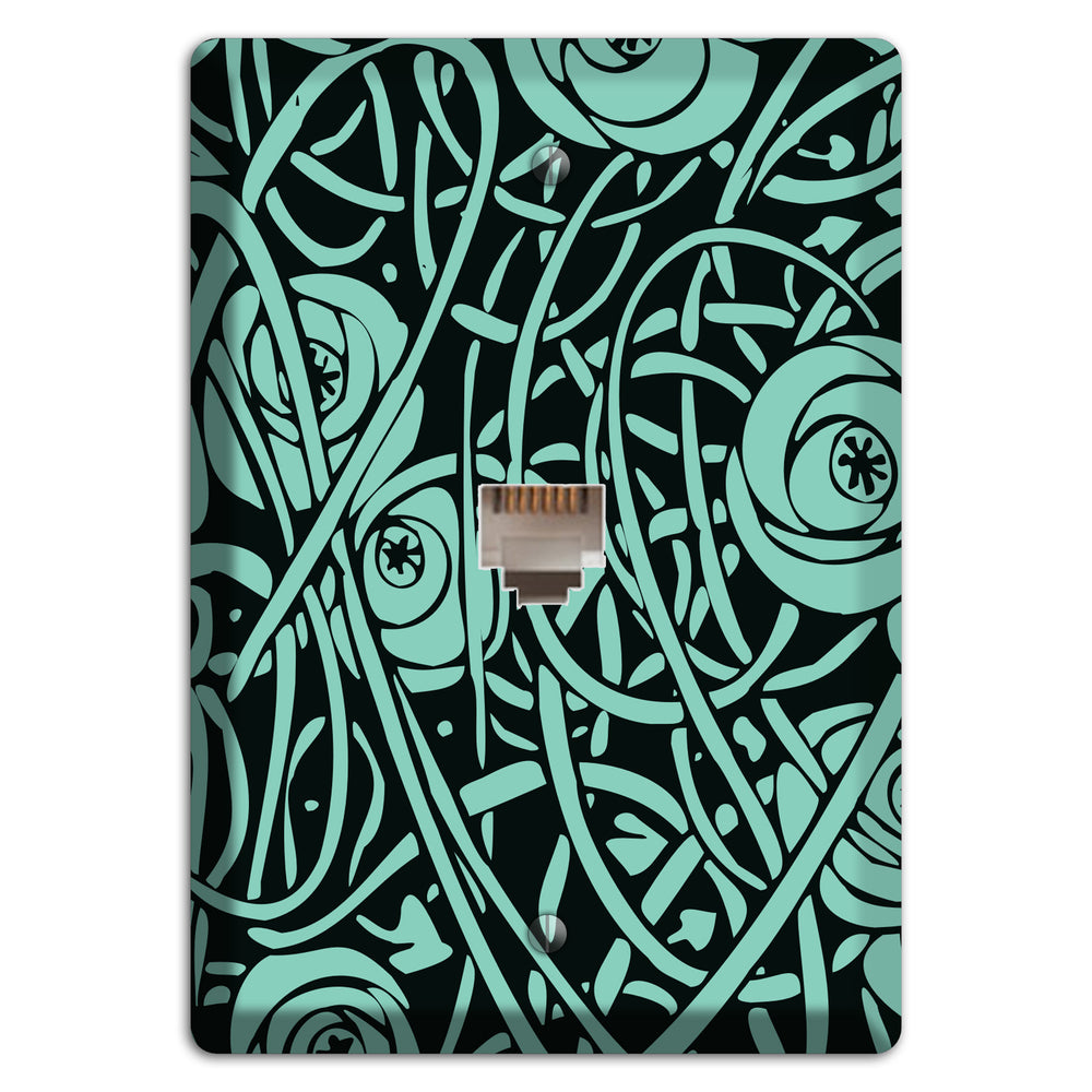 Teal Deco Floral Phone Wallplate