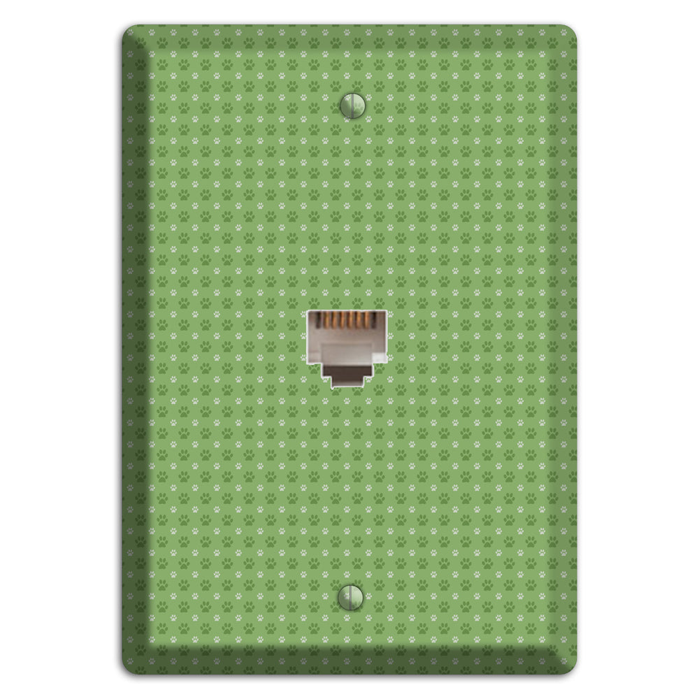 Green Paw Prints Phone Wallplate