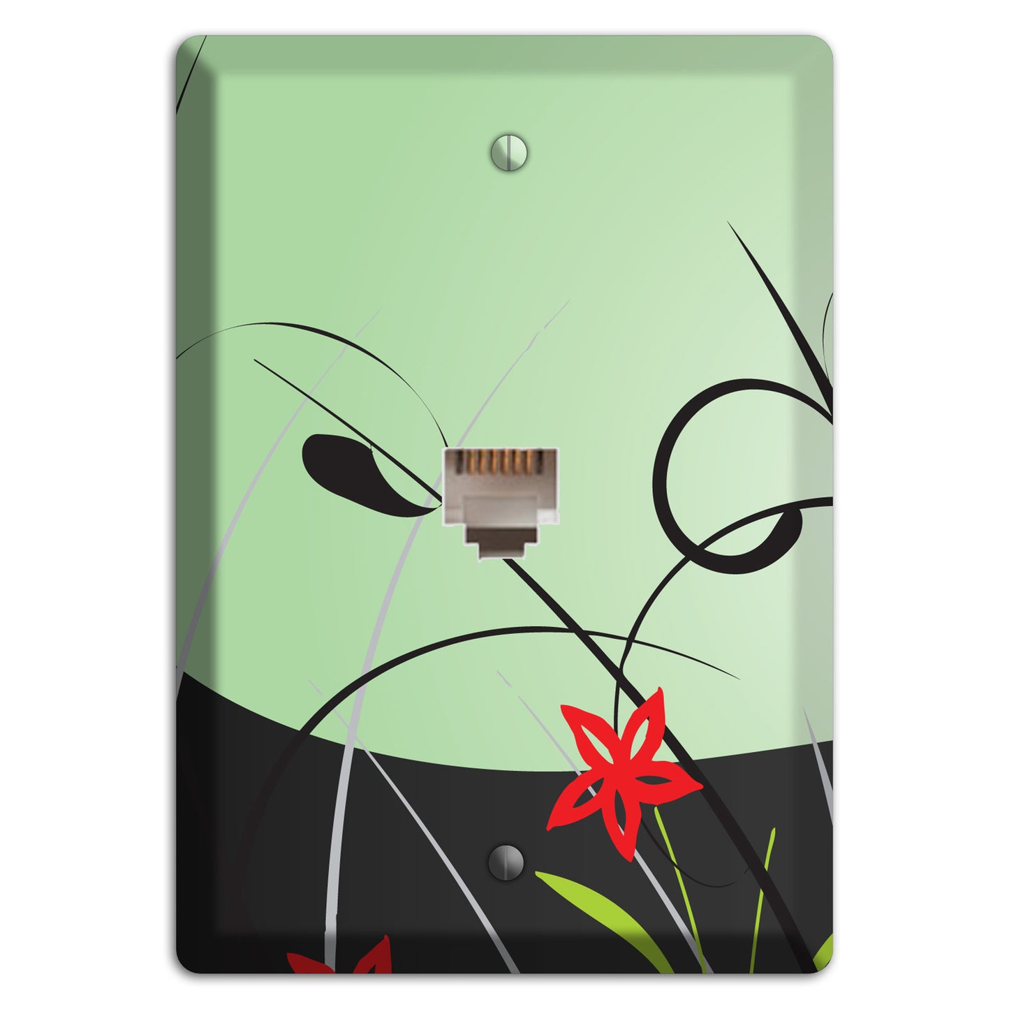 Mint Green Floral Sprig Phone Wallplate