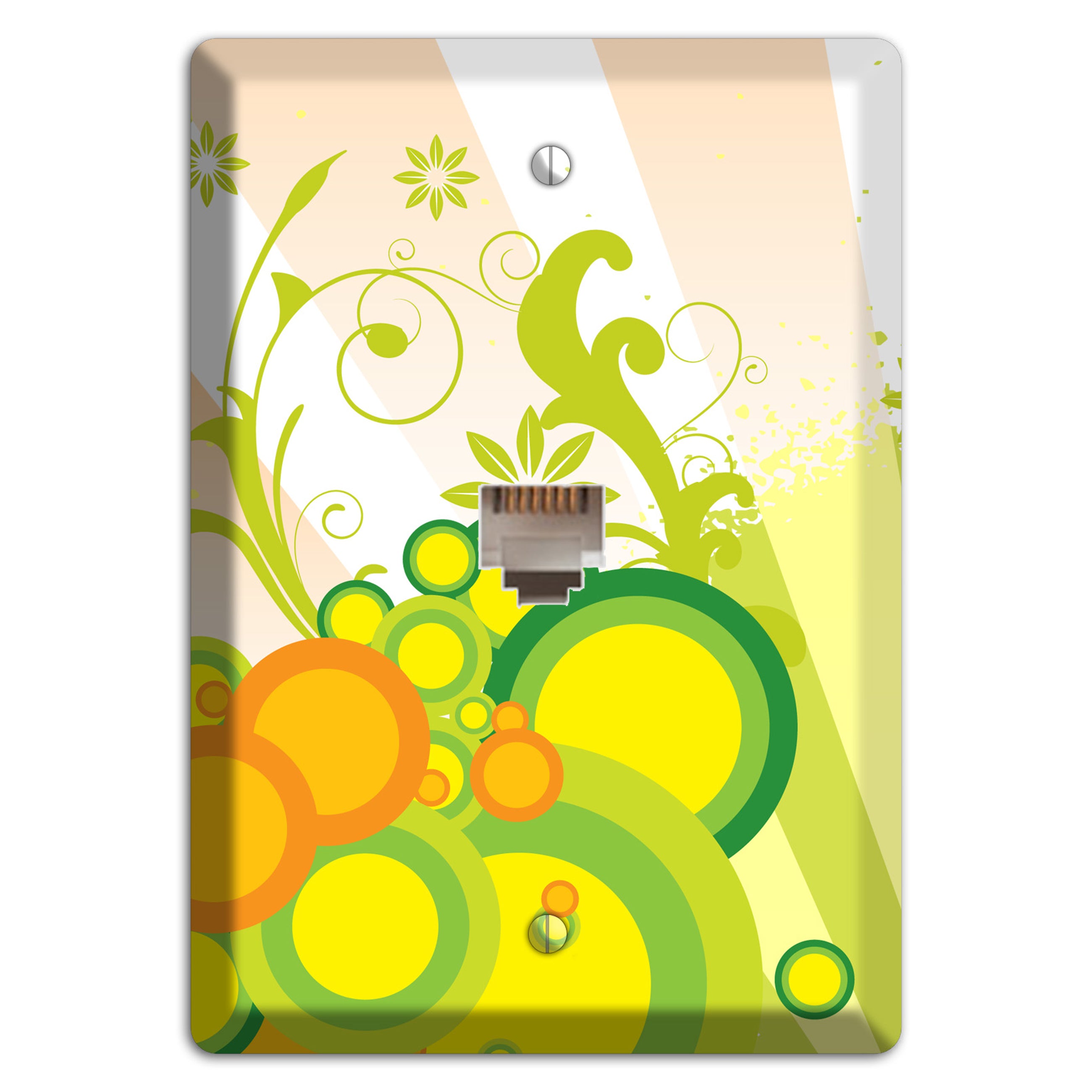 Green Yellow Orange Retro Sprig Phone Wallplate