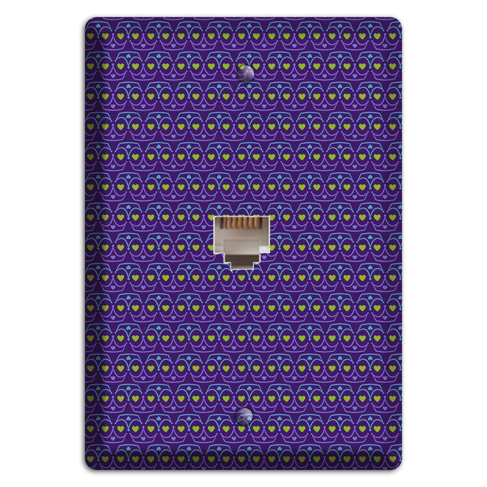 Purple Blue and Green Geometric Hearts Phone Wallplate