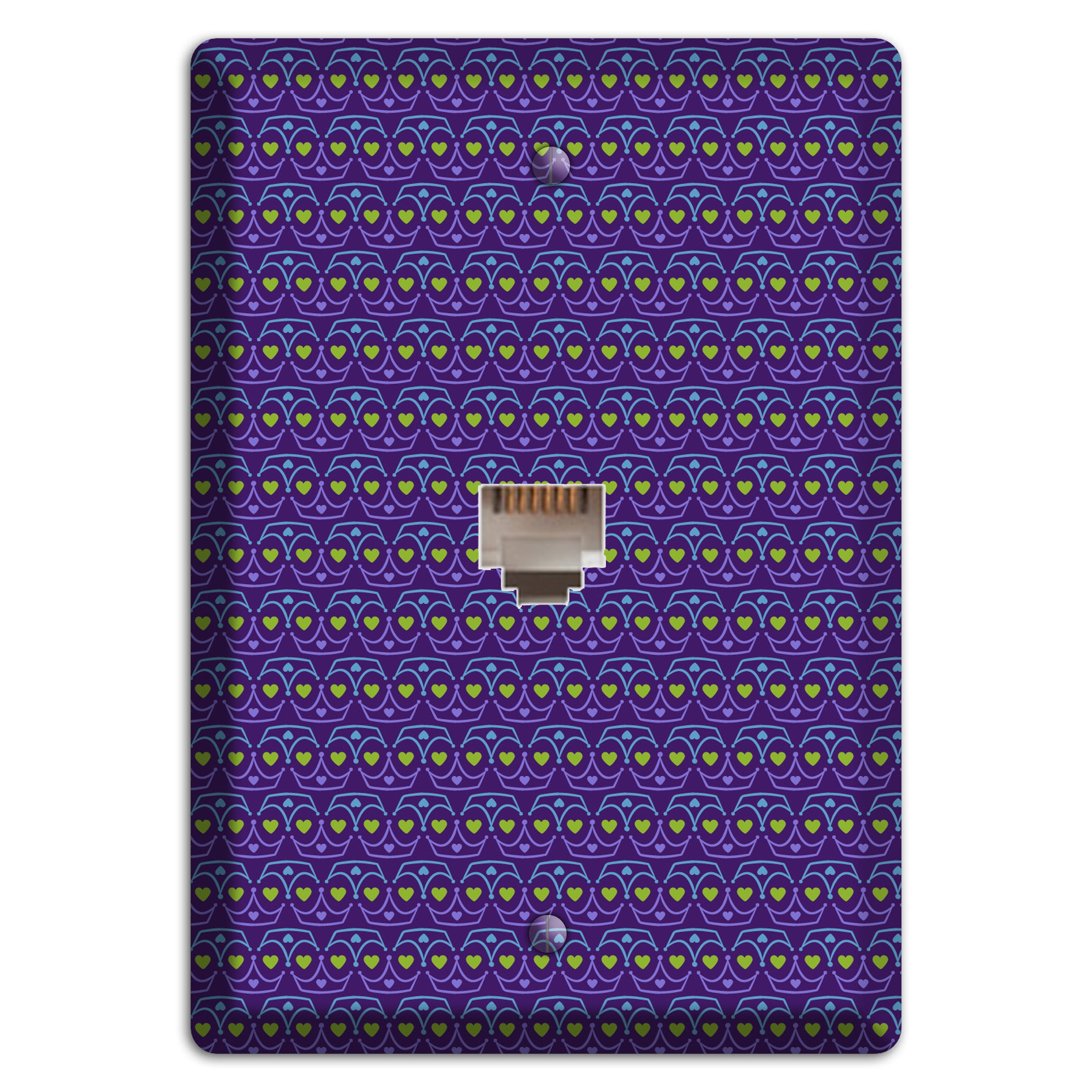 Purple Blue and Green Geometric Hearts Phone Wallplate