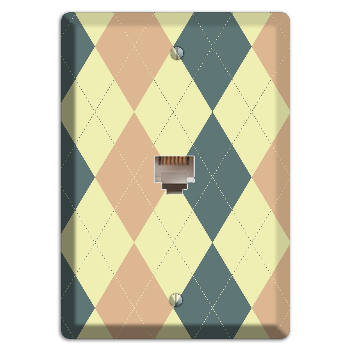 Yellow and Beige Argyle Phone Wallplate