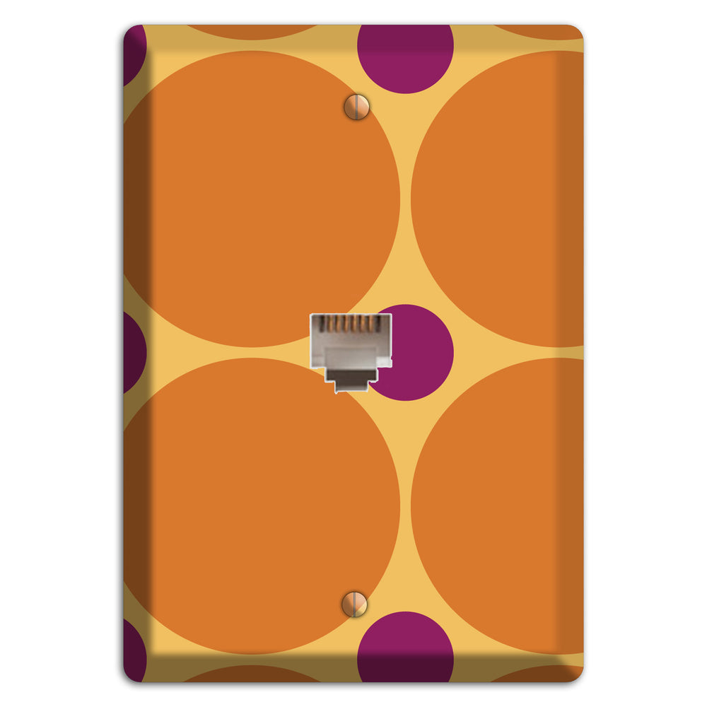 Orange with Umber and Plum Multi Tiled Large Dots Phone Wallplate