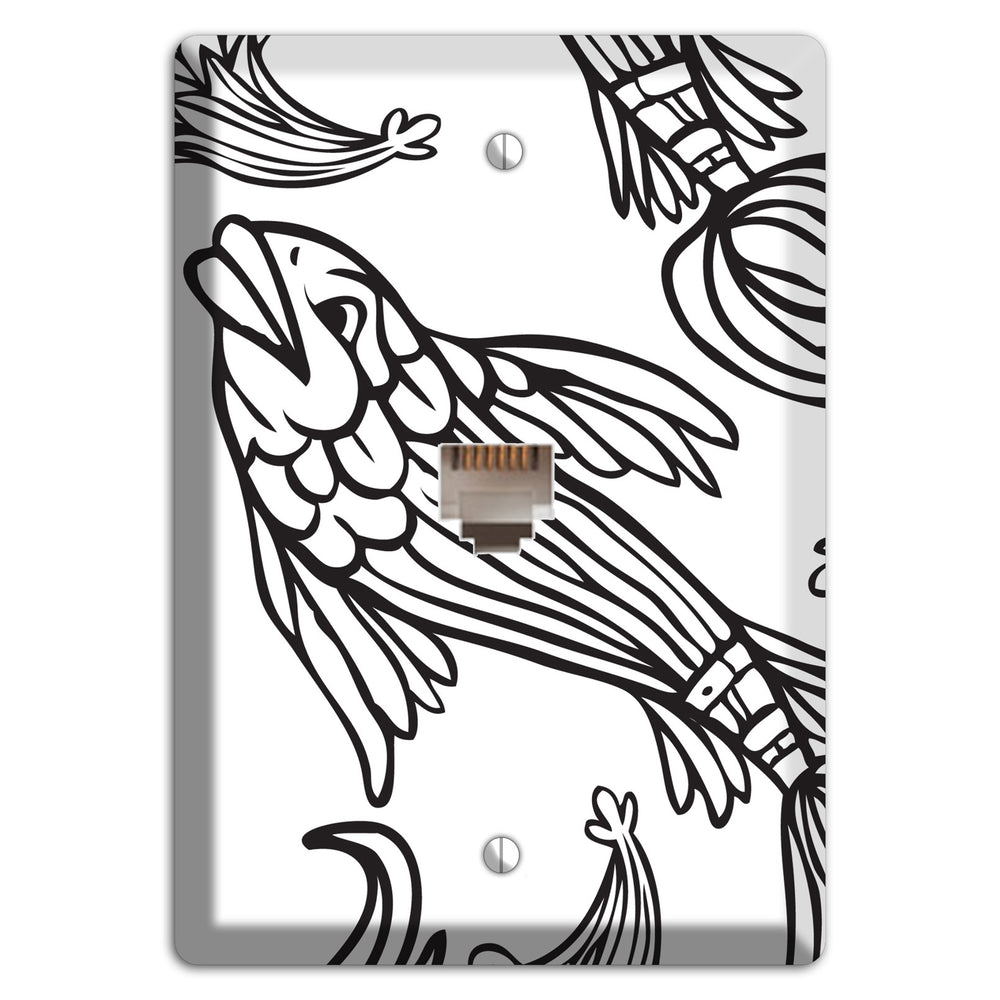 White and Black Koi Phone Wallplate