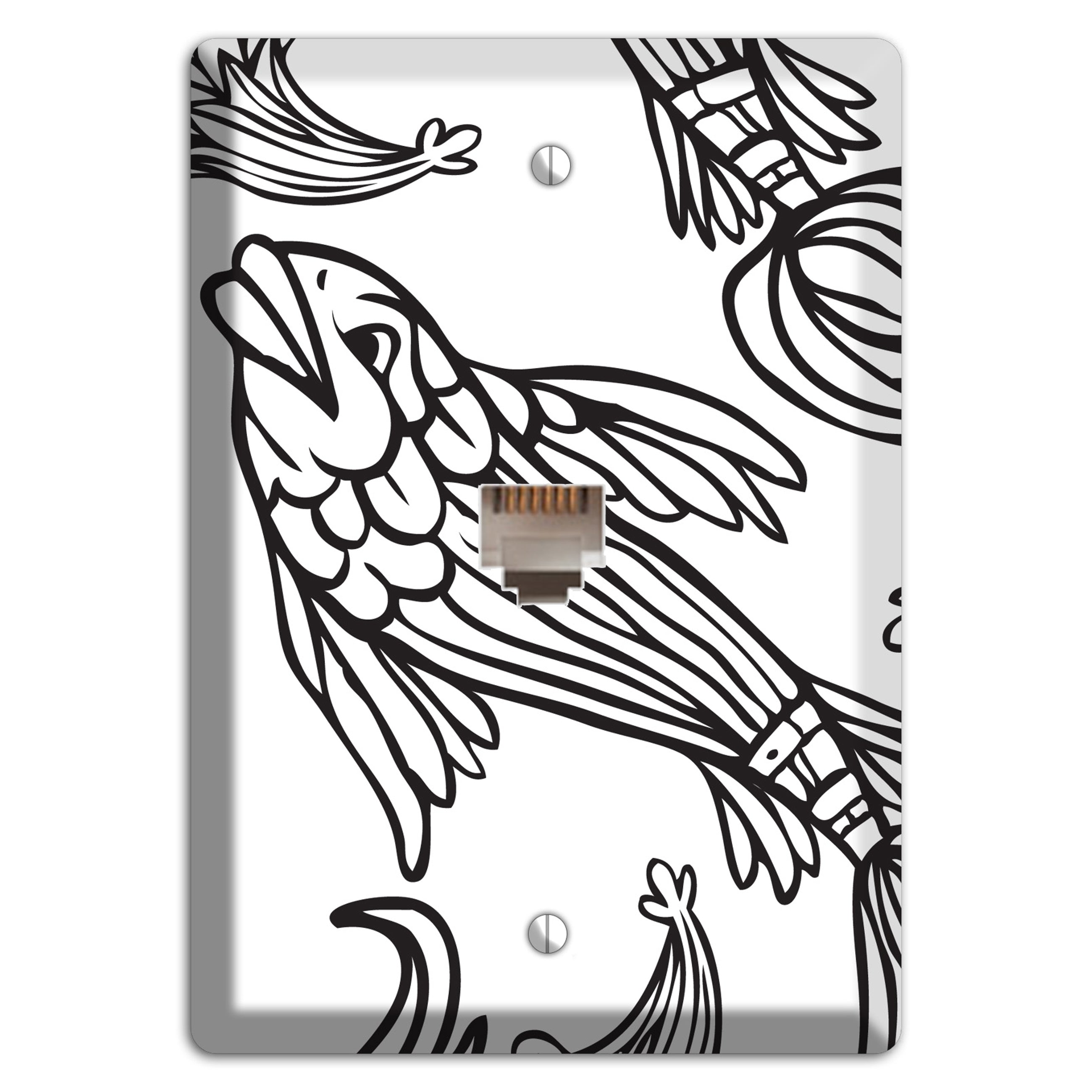 White and Black Koi Phone Wallplate
