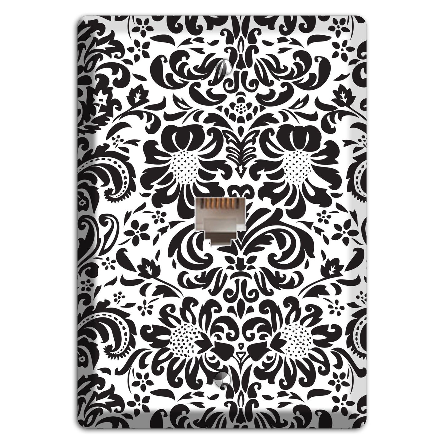 White with Black Toile Phone Wallplate