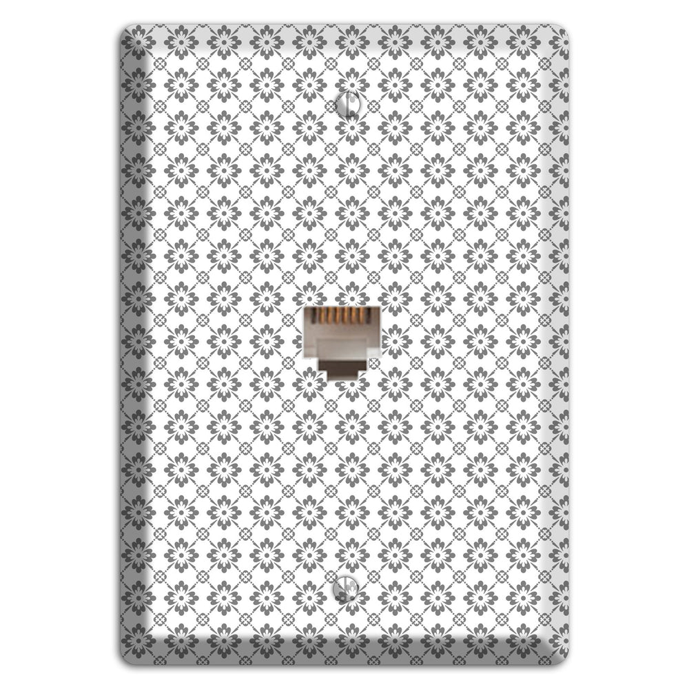 White with Grey Foulard Phone Wallplate