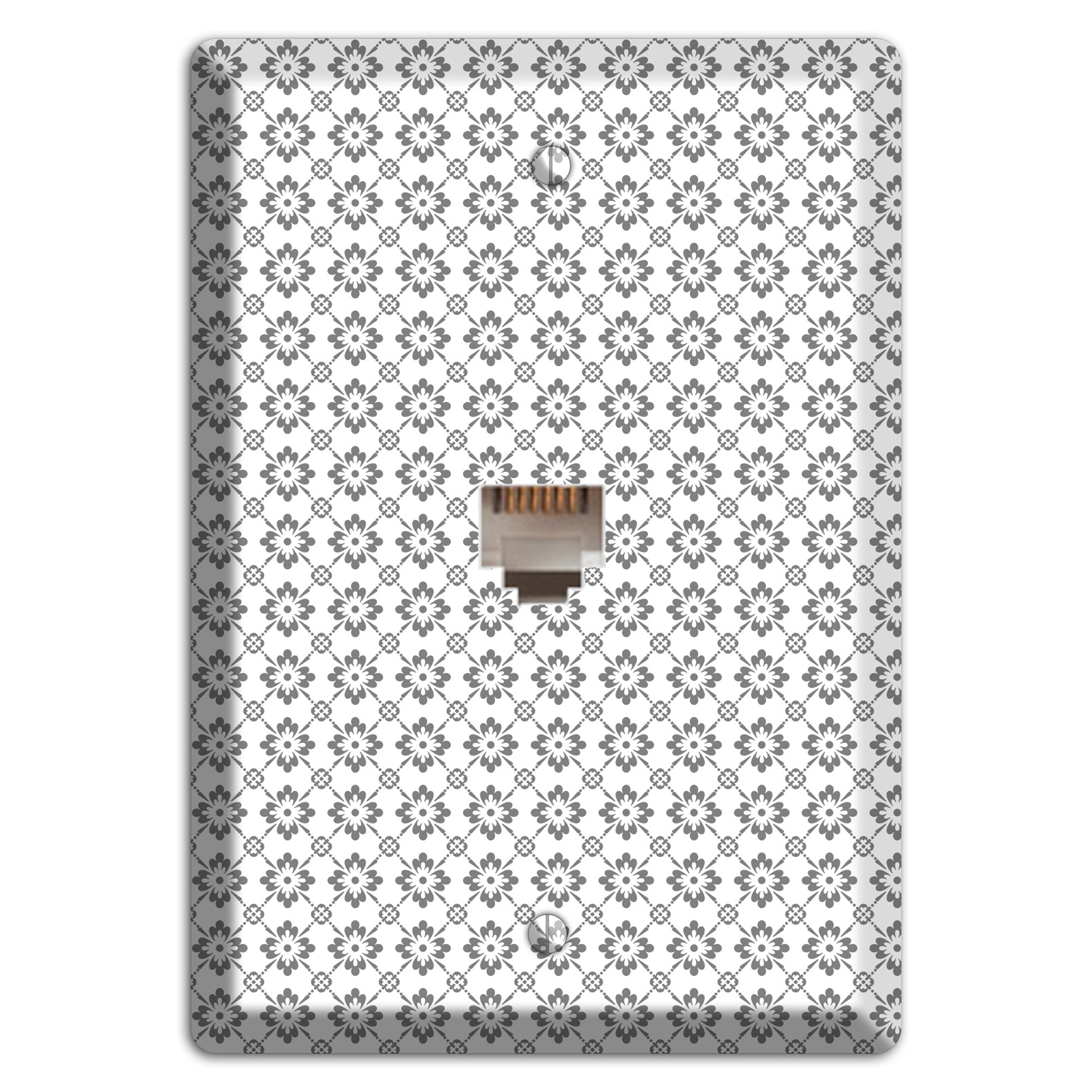 White with Grey Foulard Phone Wallplate