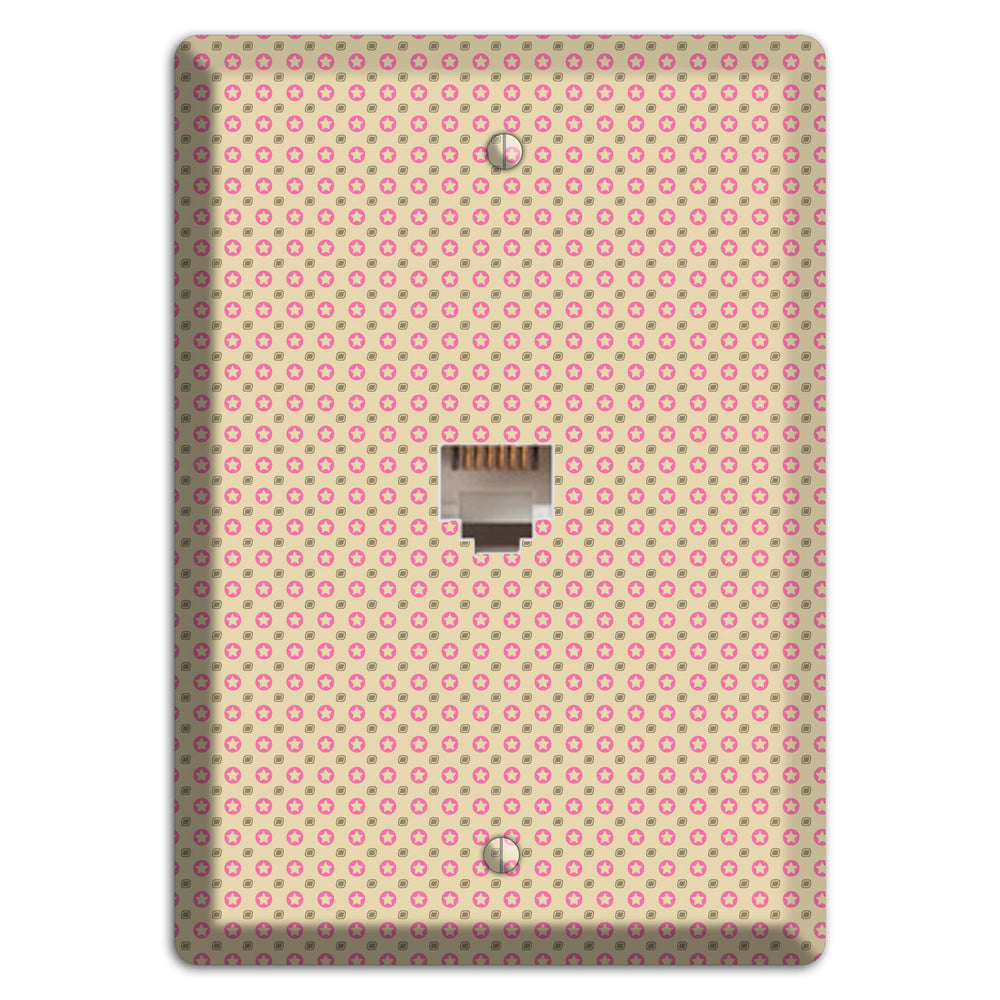 Beige with Pink Stars Phone Wallplate