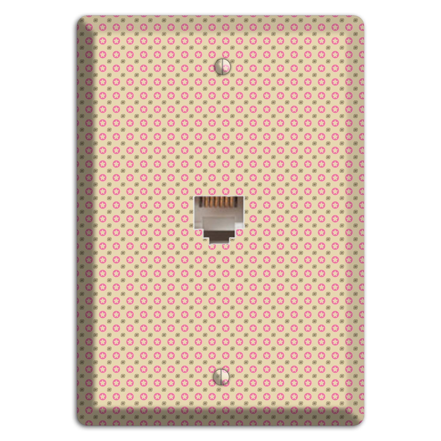 Beige with Pink Stars Phone Wallplate