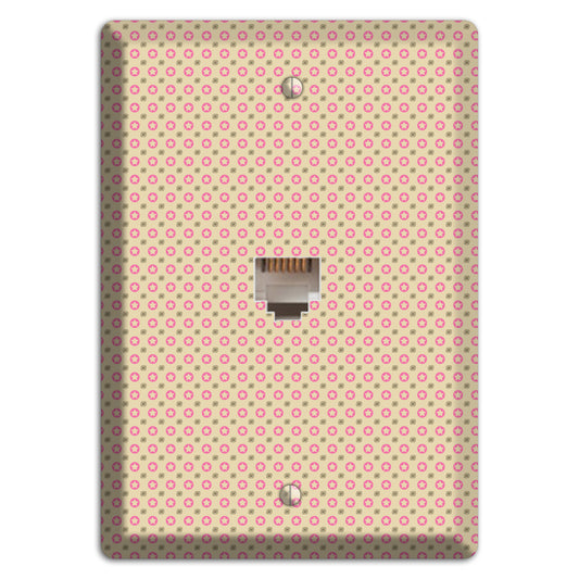 Beige with Pink Stars Phone Wallplate