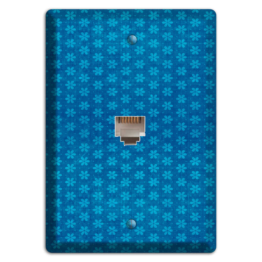 Blue Grunge Floral Contour Phone Wallplate