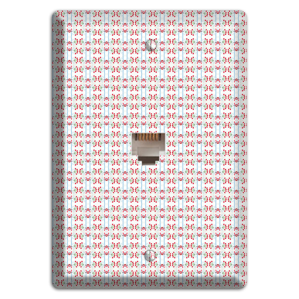 White with Red Blue Tapestry Phone Wallplate