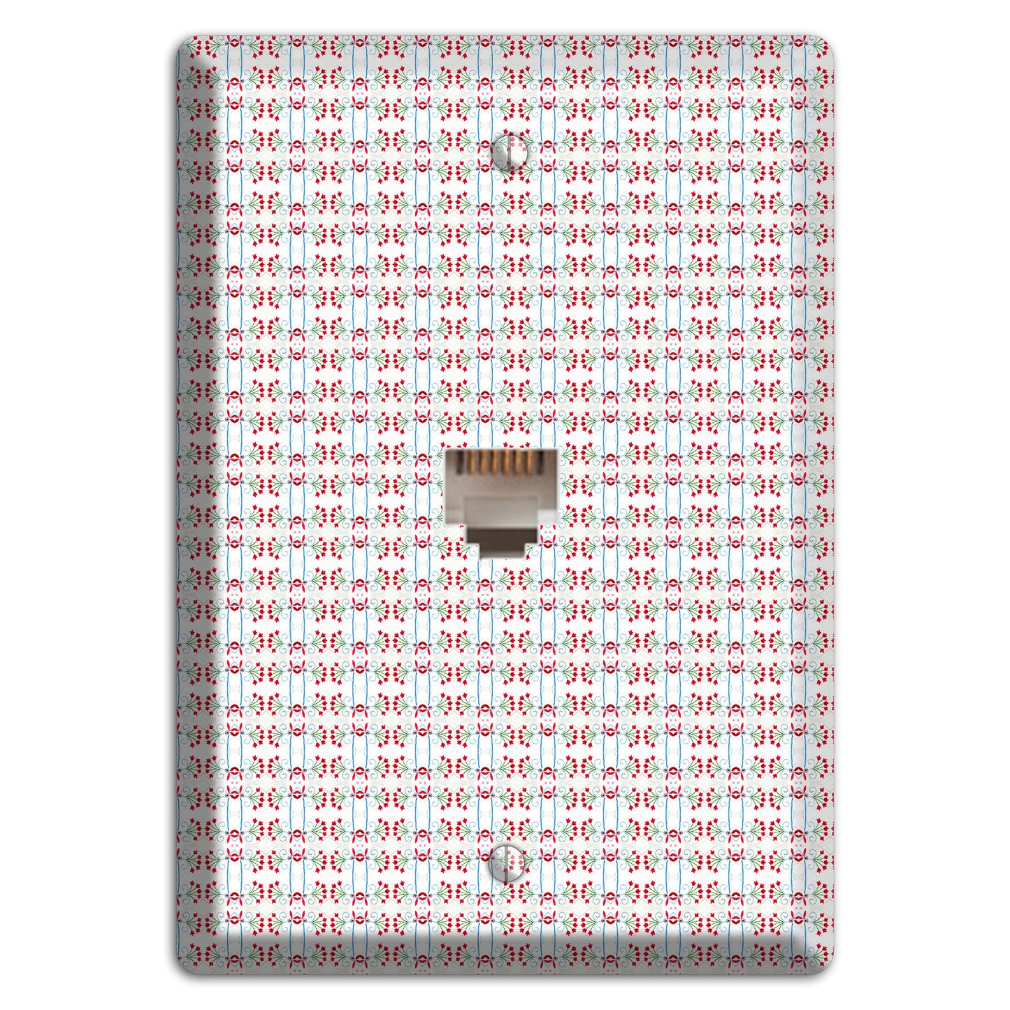 White with Red Blue Tapestry Phone Wallplate