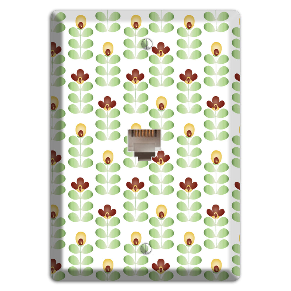 Light Green Deco Floral Half Drop Phone Wallplate