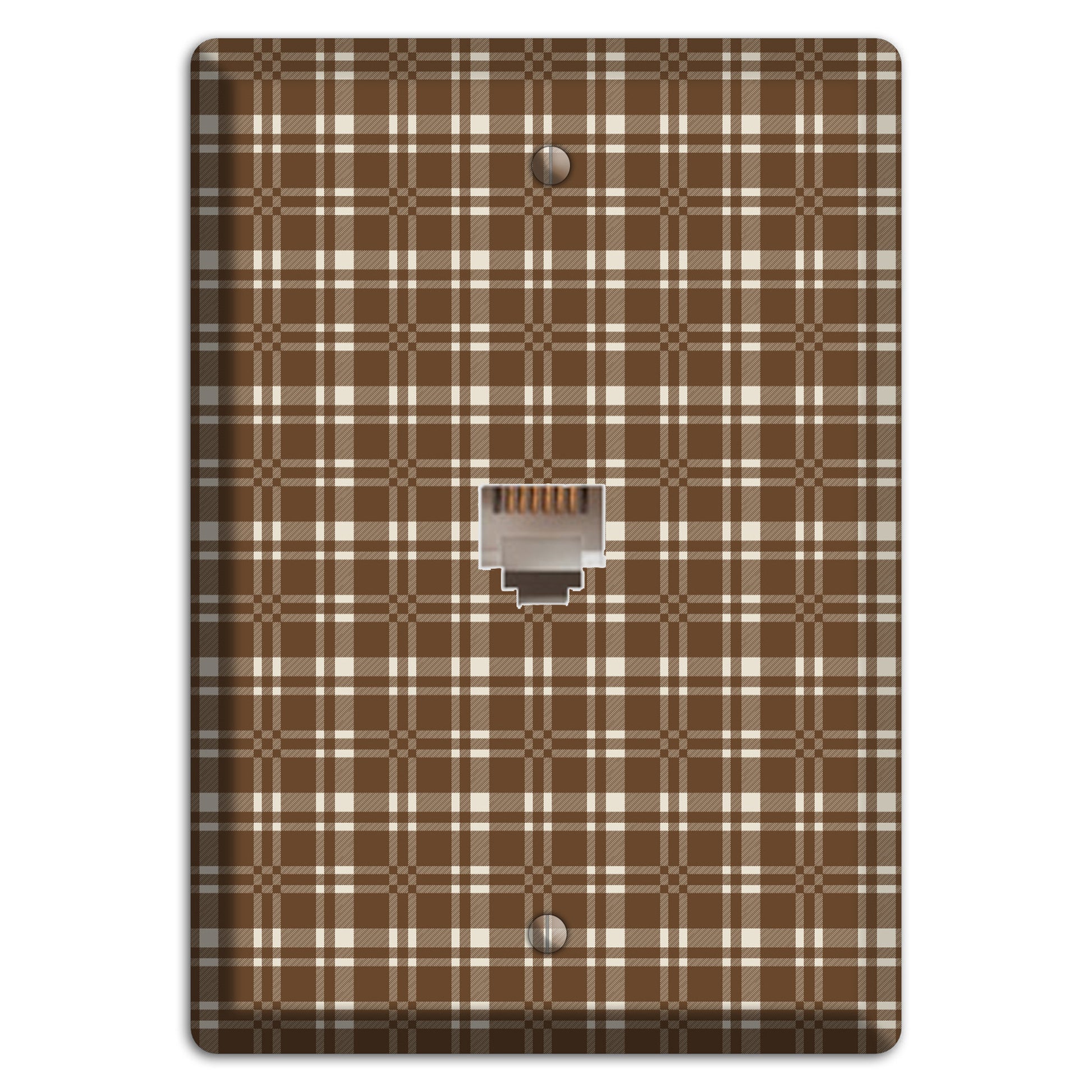 Medium Brown Plaid Phone Wallplate