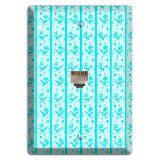 Teal Floral Pattern Phone Wallplate