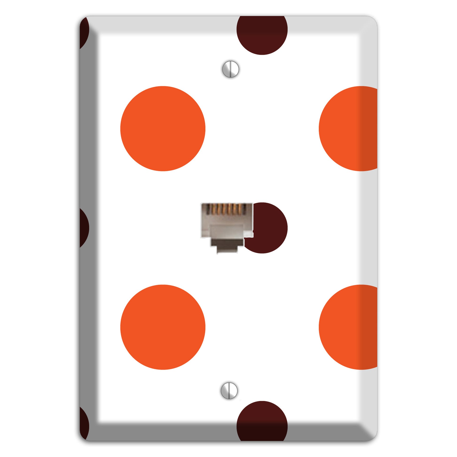 Coral and Brown Multi Medium Polka Dots Phone Wallplate