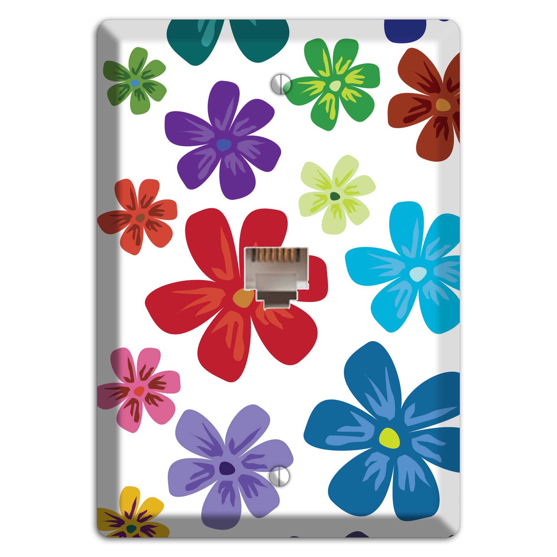 White Flowers Phone Wallplate