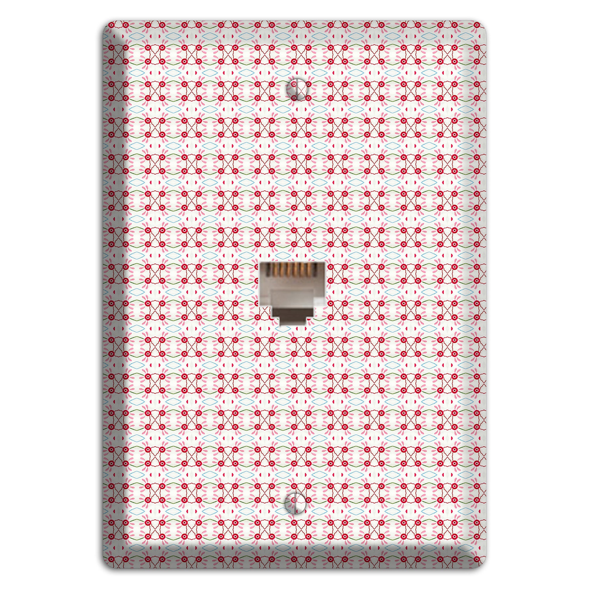 White with Red Ball and Stick Tapestry Phone Wallplate