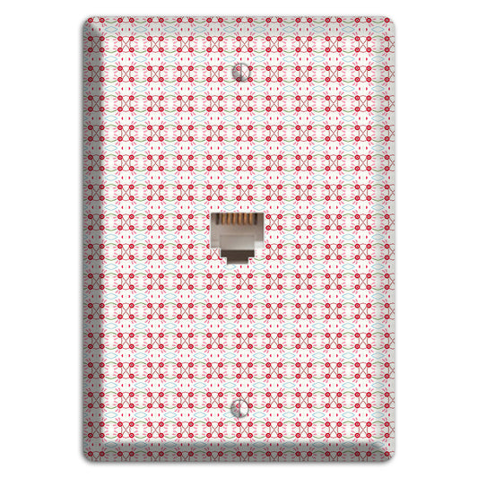 White with Red Ball and Stick Tapestry Phone Wallplate