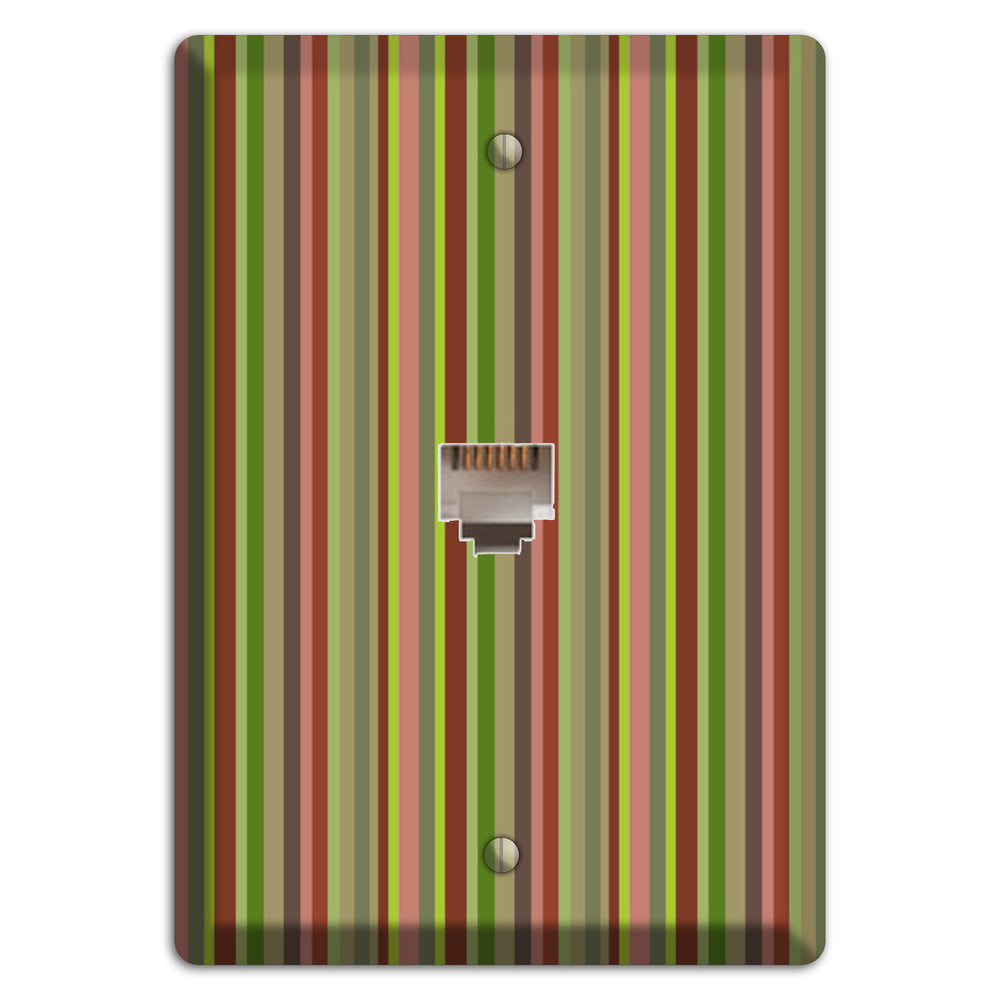 Multi Olive Burgundy Vertical Stripes Phone Wallplate