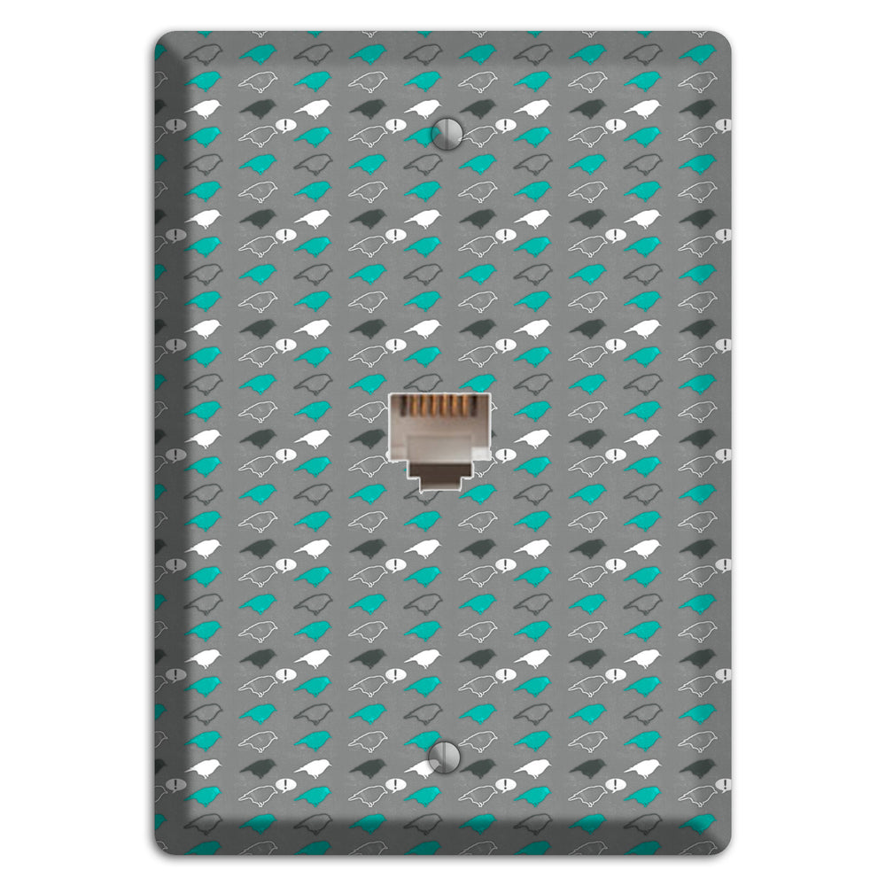 Grey with Small Green Birds Phone Wallplate