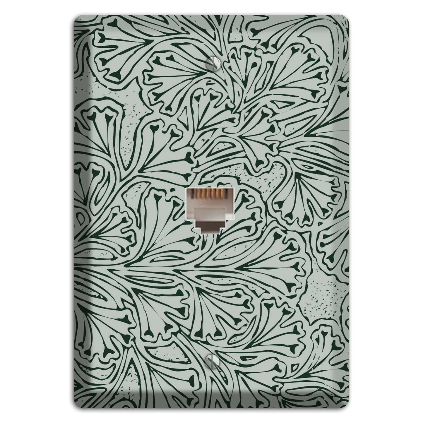 Deco Grey Interlocking Floral Phone Wallplate