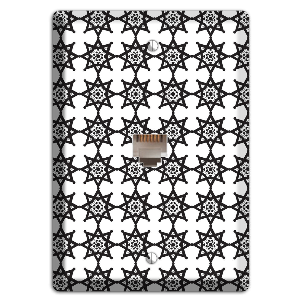 White with Black Arabesque Aster Phone Wallplate