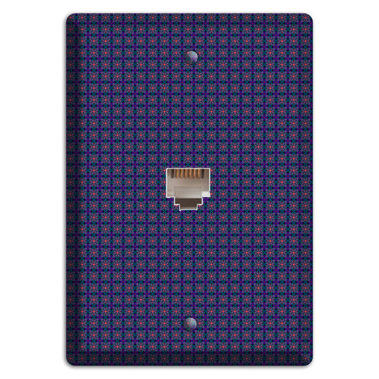 Navy and Purple Tiled Floral Foulard Phone Wallplate