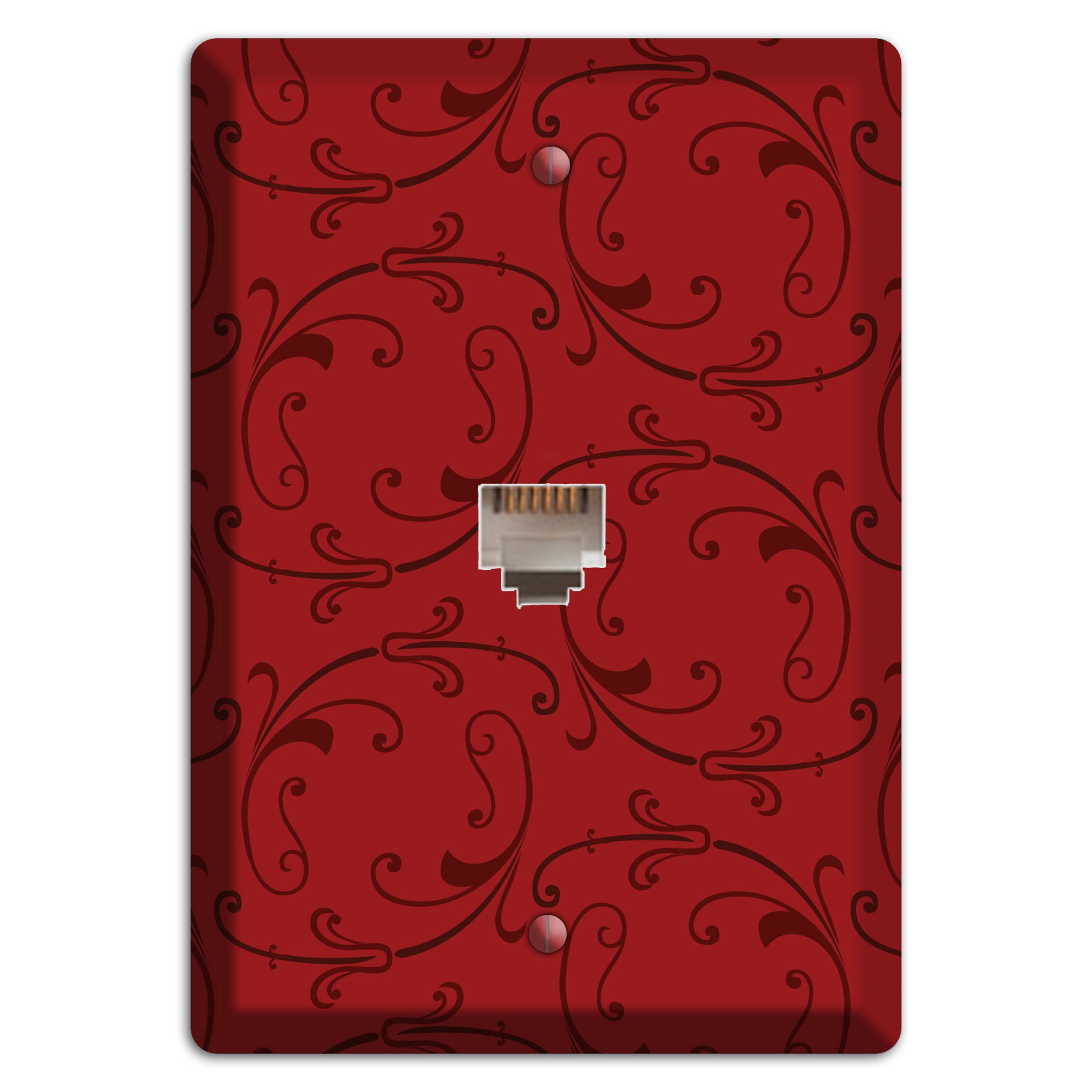 Red Victorian Sprig Phone Wallplate