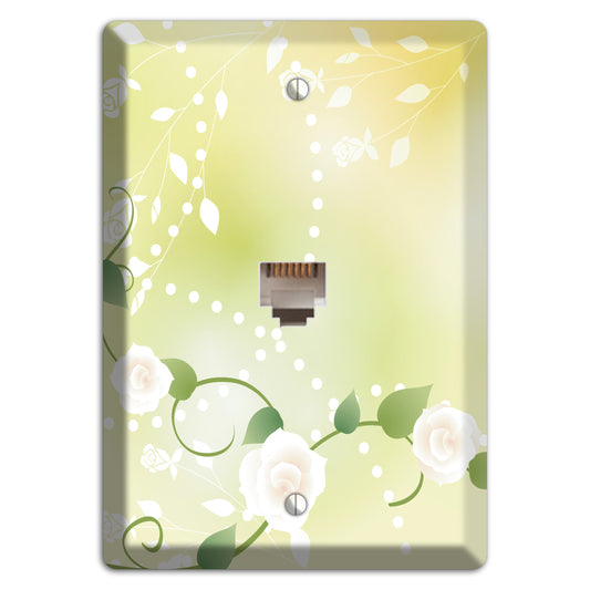 Green Delicate Flowers Phone Wallplate