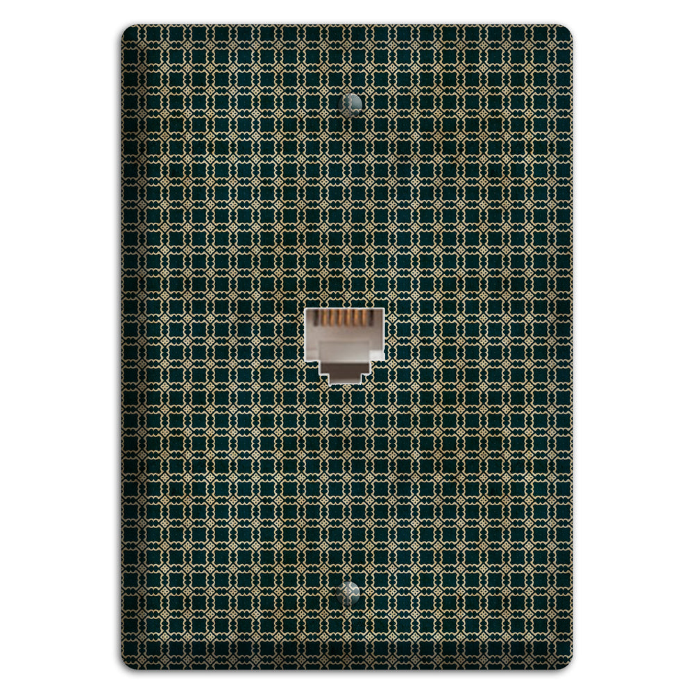 Dark Green Grunge Tiled Tiny Arabesque Phone Wallplate