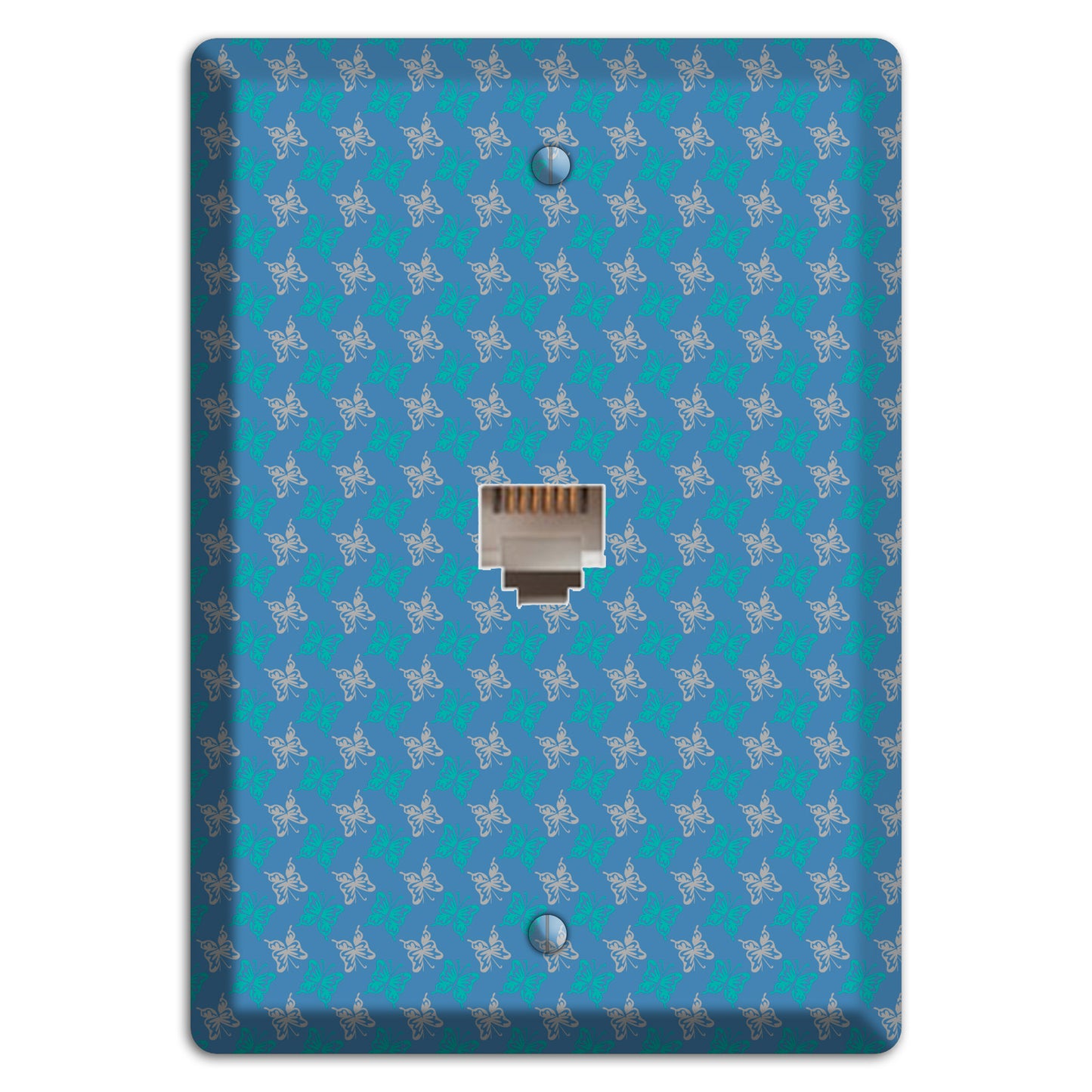 Blue with White and Turquoise Butterflies Phone Wallplate
