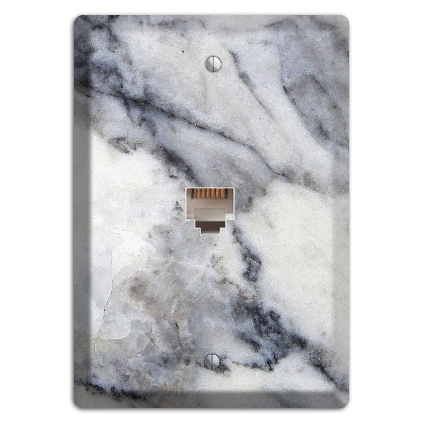 White and Grey Marble Phone Wallplate