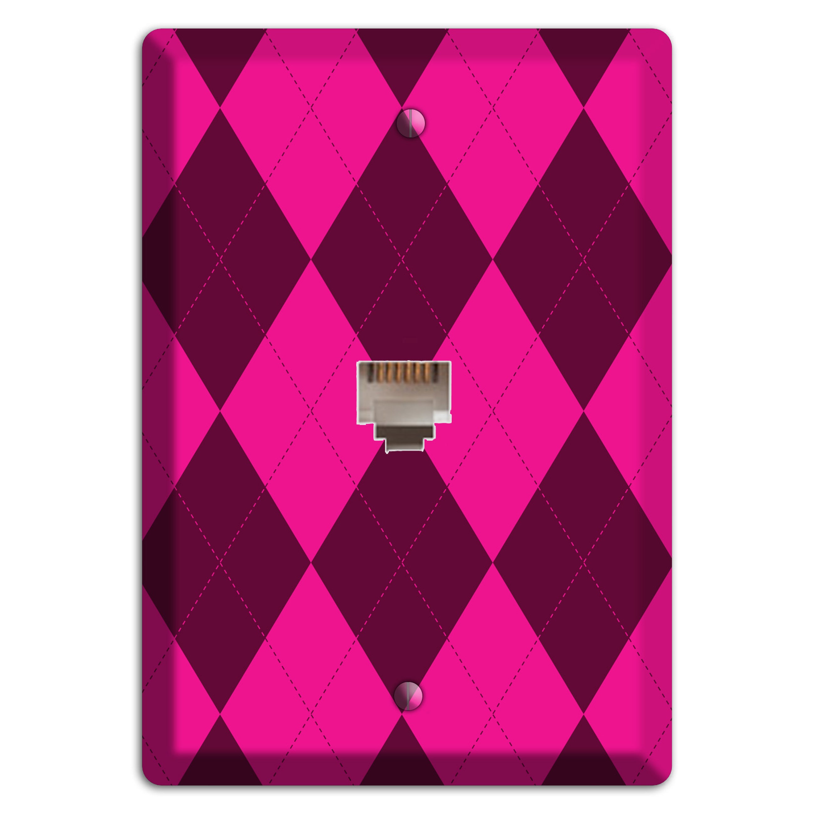 Fuschia Argyle Phone Wallplate