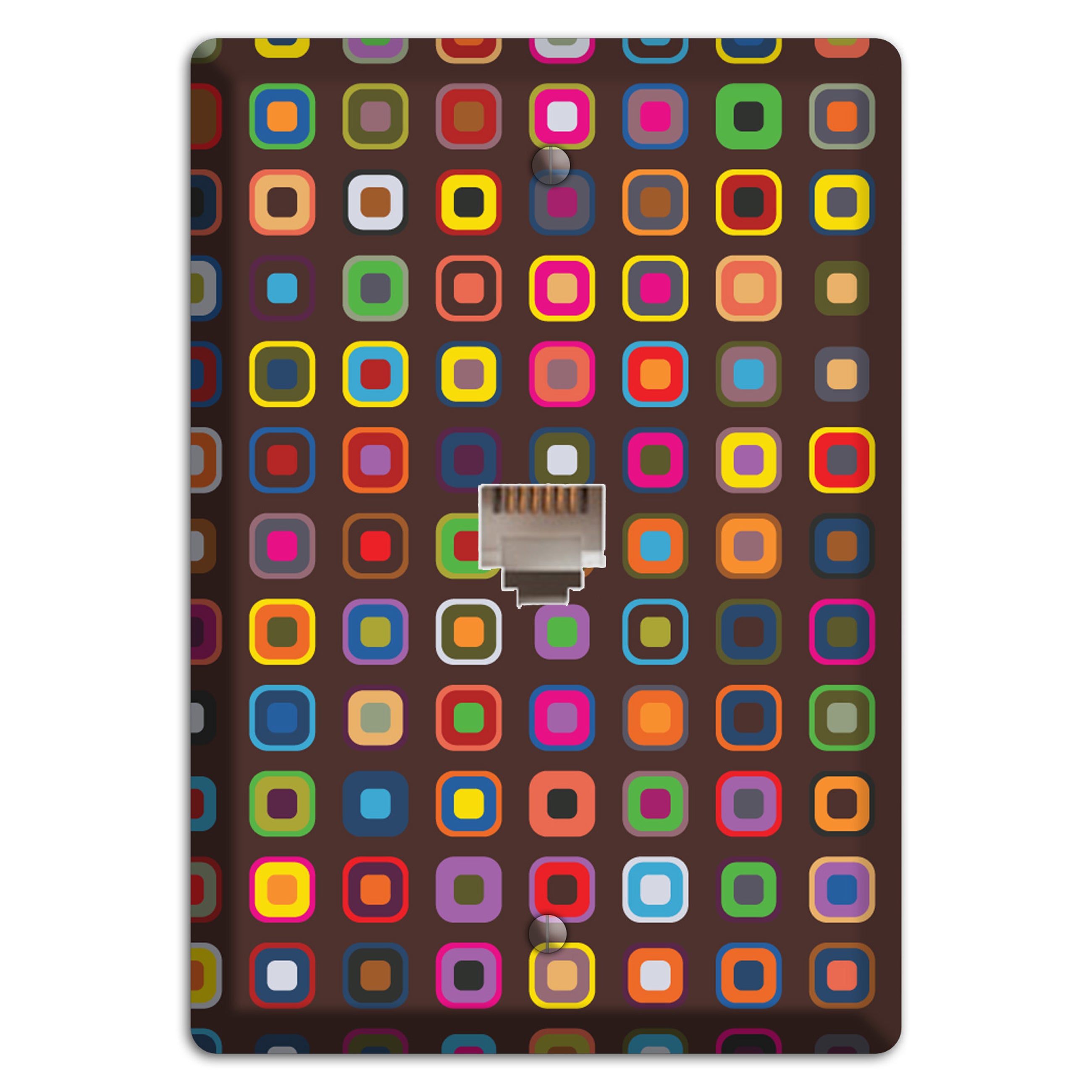 Brown with Multi Retro Squares Phone Wallplate