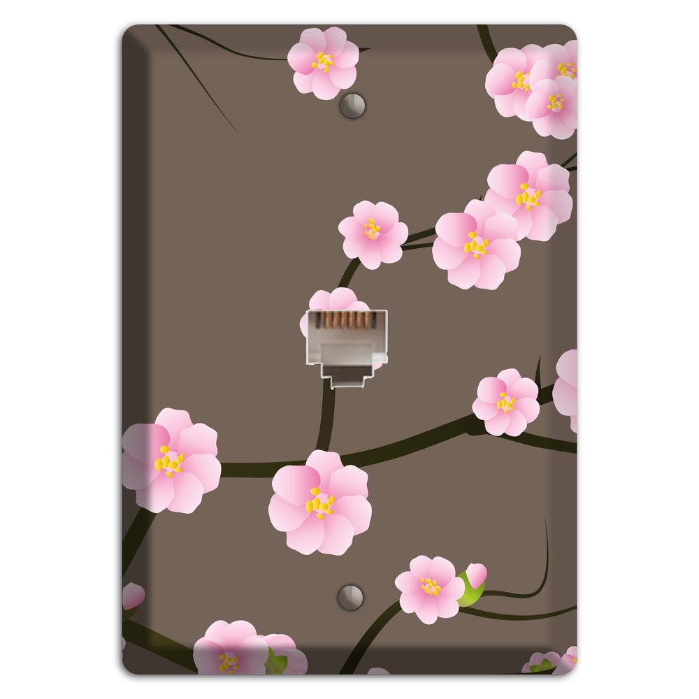 Pink and Brown Cherry Blossoms Phone Wallplate