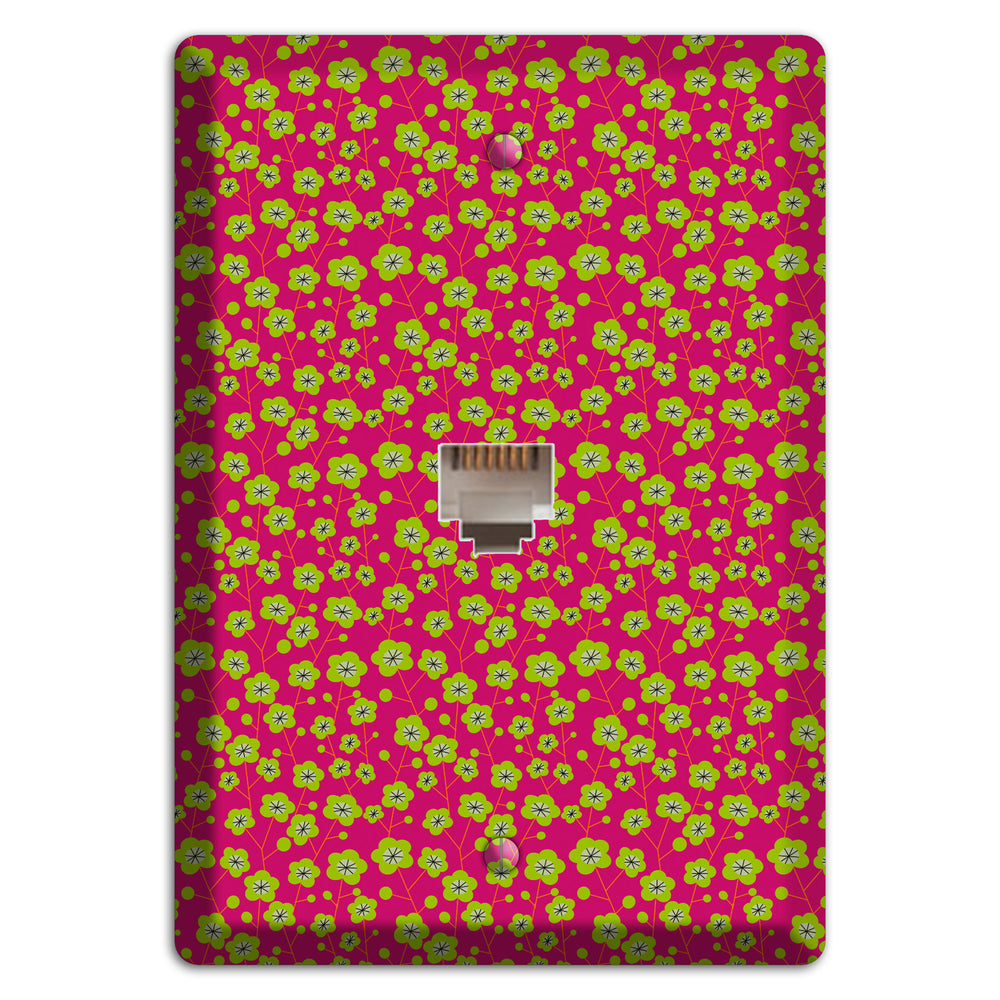Fuschia and Yellow Calico Phone Wallplate