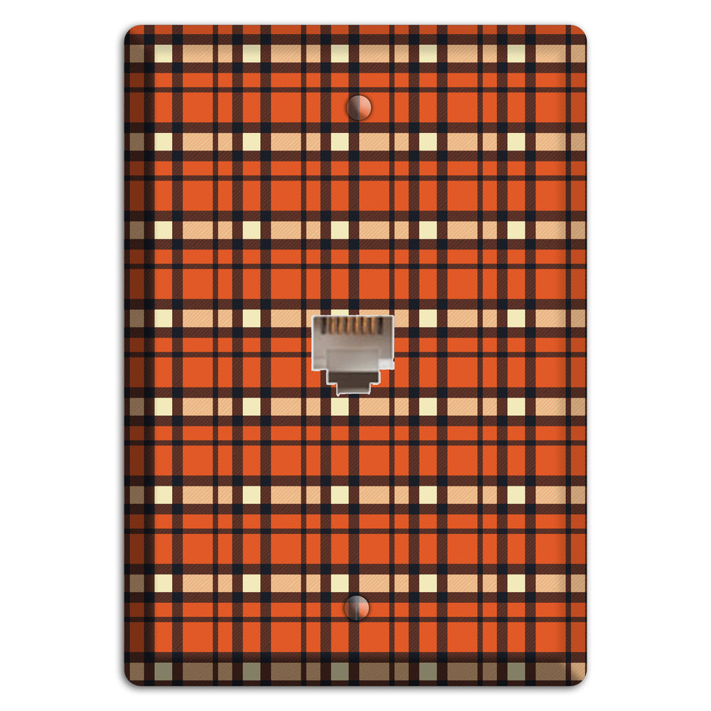 Orange Plaid Phone Wallplate