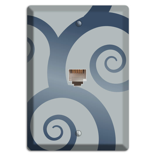 Grey with Blue Large Swirl Phone Wallplate